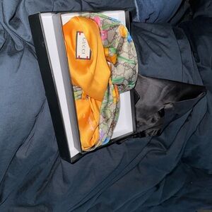 Gucci Orange and Green Patterned Scarf